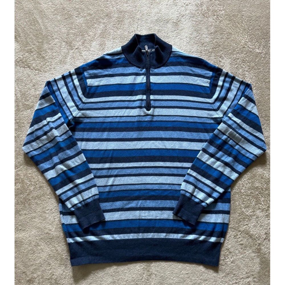 Peter Millar Sweater Mens Pullover 1/4 Zip Up Maritime Linen Blend Crown Sz M